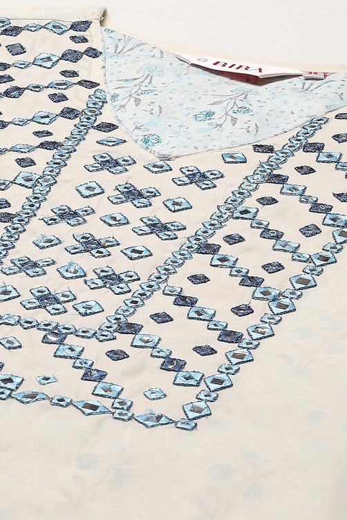 Powder Blue Cambric Narrow Kurta Pant Suit Set image number 1