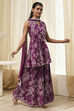 Green Cotton Floral Peplum Suit Set image number 5