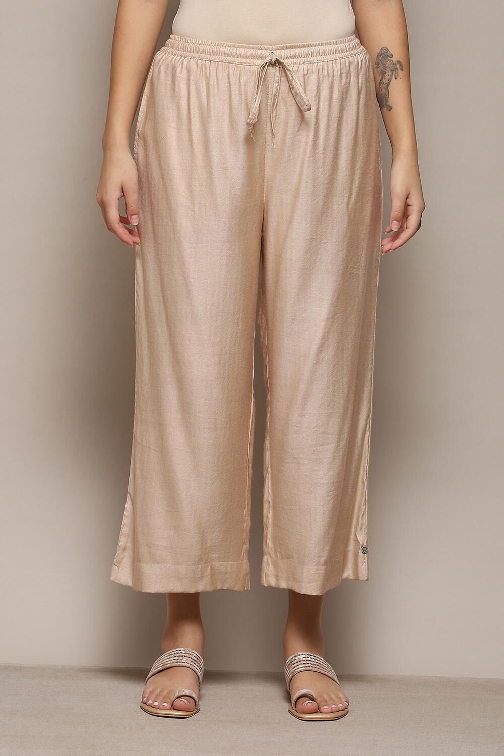 Ink Blue Viscose Blend Palazzos image number 5