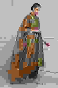 Brown Cotton Anarkali Yarndyed Suit Set image number 5