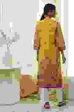 Green Pure Cotton Printed Straight Kurta image number 3