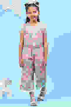 Peach Cotton Straight Jumpsuit image number 0