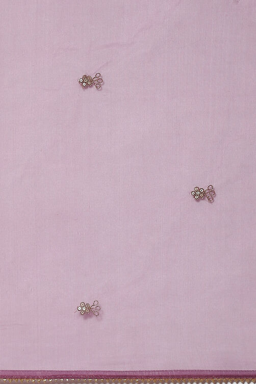 Purple Organza Digital Print Unstitched Suit Set image number 4