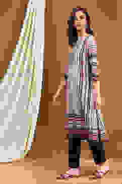 Beige Geometric Printed Straight Kurta image number 2