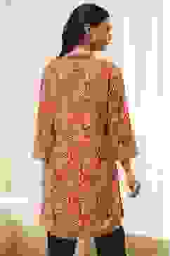 Rust Printed Straight Short Kurta image number 3