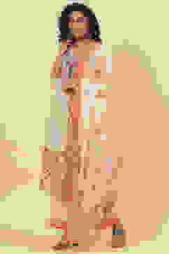 Peach Cotton Straight Kurta Palazzo Suit Set image number 5