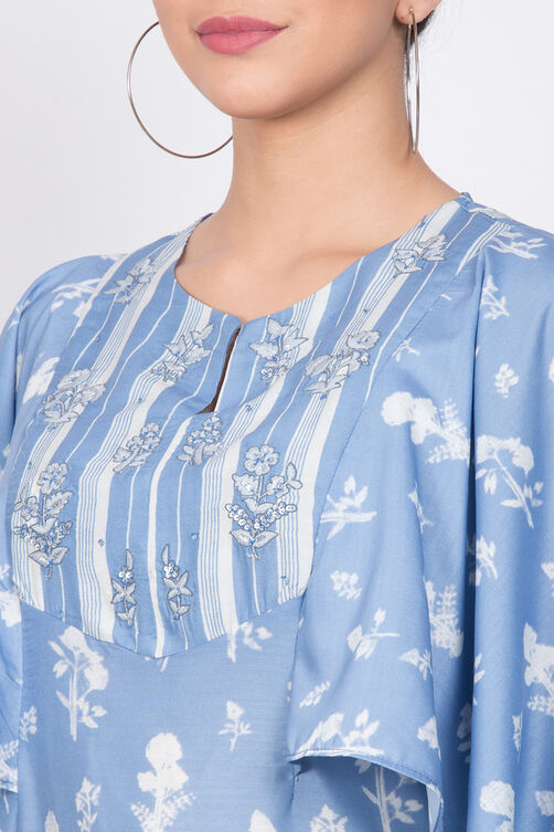 Blue Art Silk A Line Choga image number 1