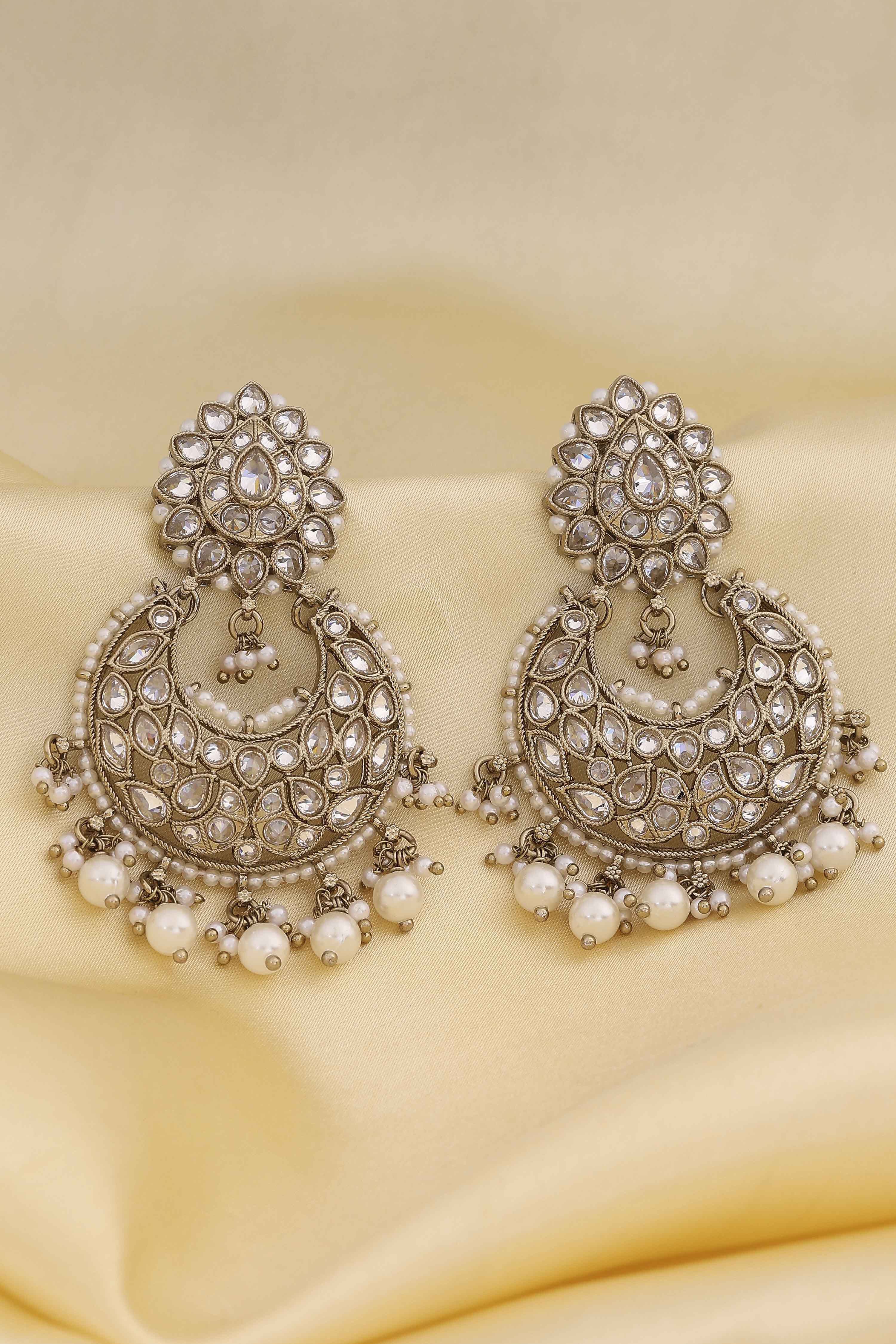 Off White Brass Chaandbali image number 0