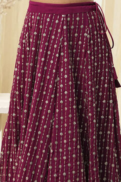 Burgundy Georgette Lehenga Set  image number 2
