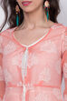 Peach Art Silk Front Open Kurta Churidar Suit Set image number 1