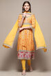 Yellow Rayon Anarkali Kurta Churidar Suit Set