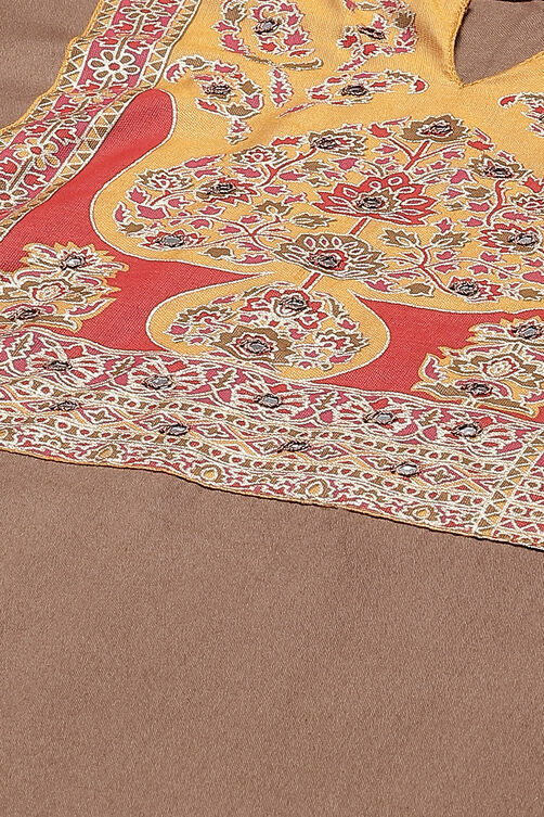Brown Cotton Blend Digital Print Unstitched Suit Set image number 1