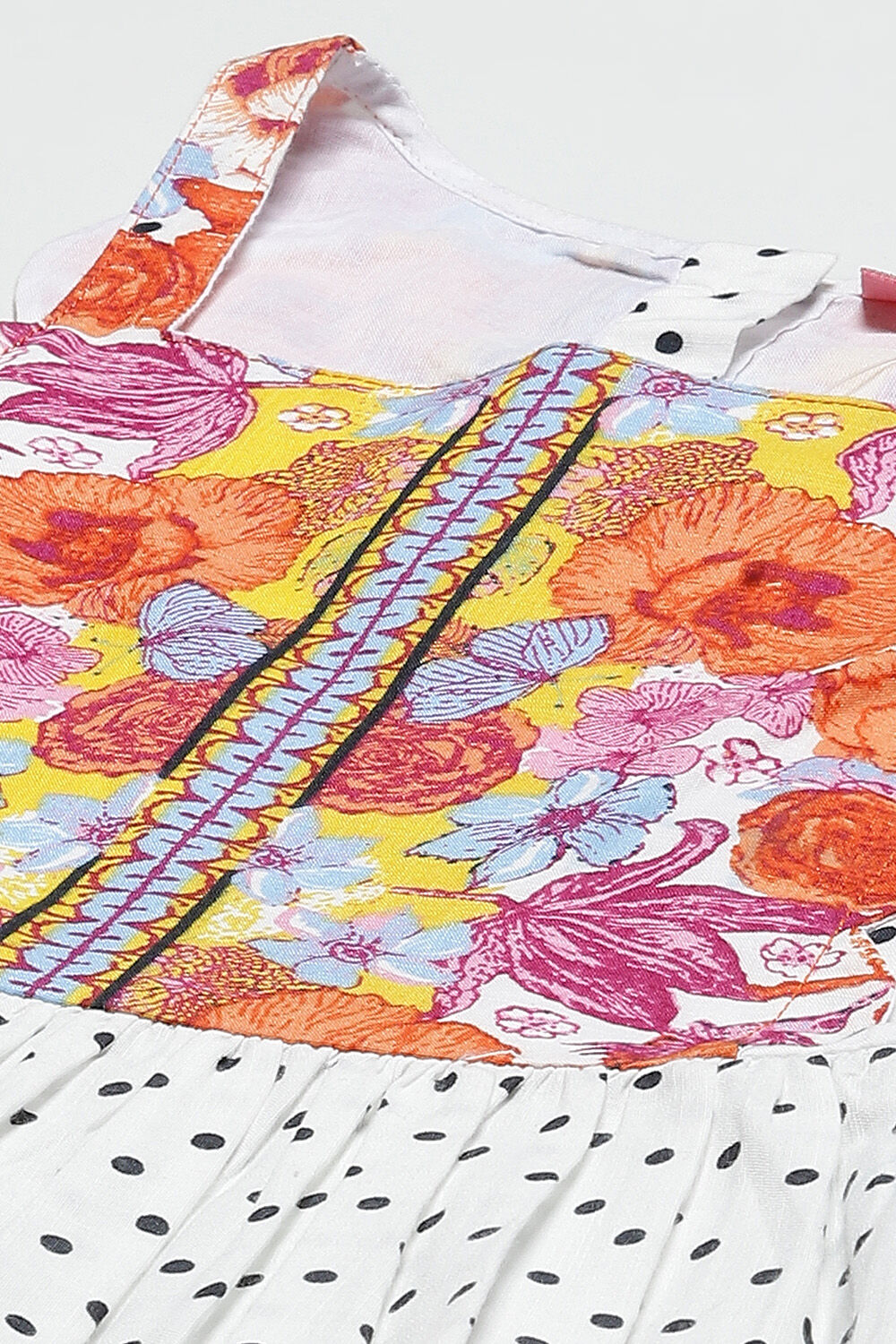 White Cotton Flared Printed Dress image number 1