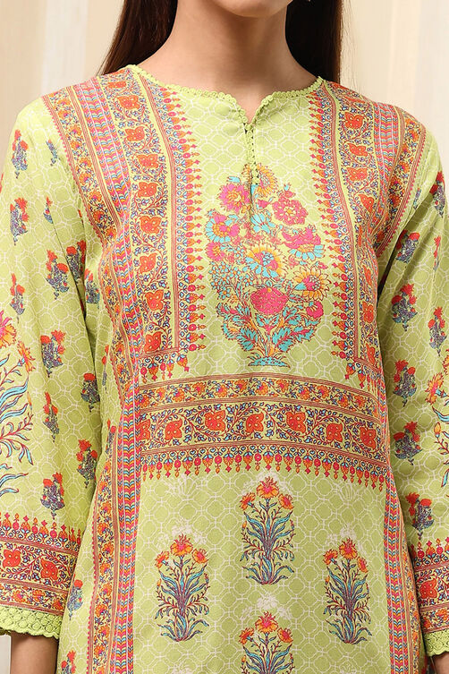 Green Printed Straight Kurta image number 1
