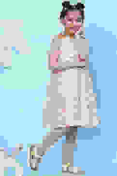 Off White Cotton A-Line Printed Dress image number 3