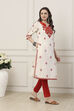 Ivory & Orange Cotton Ethnic Motif Printed Straight Kurta image number 0