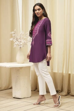 Purple Straight Short Kurta image number 2