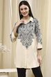 Black Printed Shirt-Style Straight Short Kurta image number 5