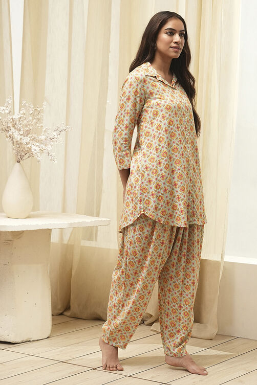 Powder Blue Rayon Printed 2 Piece Sleepwear Set image number 5