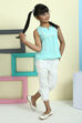 Sea Blue Cotton Straight Printed Top image number 2