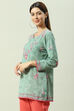 Sea Green Art Silk Printed Short Kurti image number 2