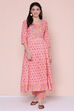 Pink Cotton High Slit Printed Kurta image number 4
