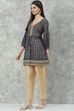 Blue Rayon Straight Printed Kurti image number 2