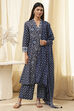 Indigo Pure Cotton Straight Suit Set image number 6