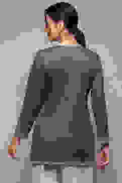 Teal Printed Straight Kurti image number 5