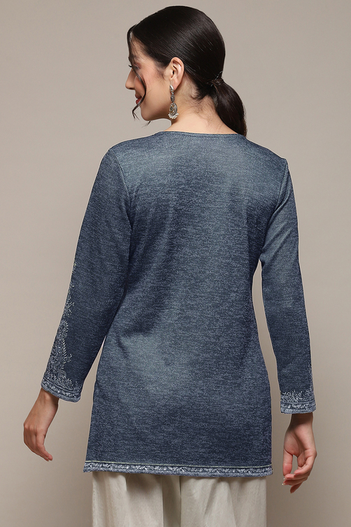 Green Cotton Blend Printed Straight Kurti image number 5