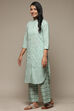 Yellow Cotton Straight Kurta Palazzo Suit Set image number 3