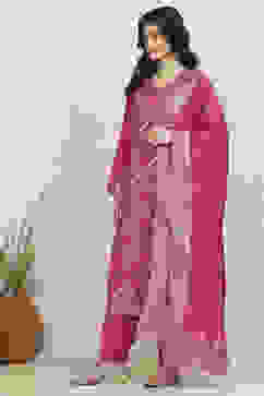 Pink Art Silk Woven Unstitched Suit Set image number 4