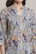 Blue Cotton Printed Straight Short Kurta image number 1
