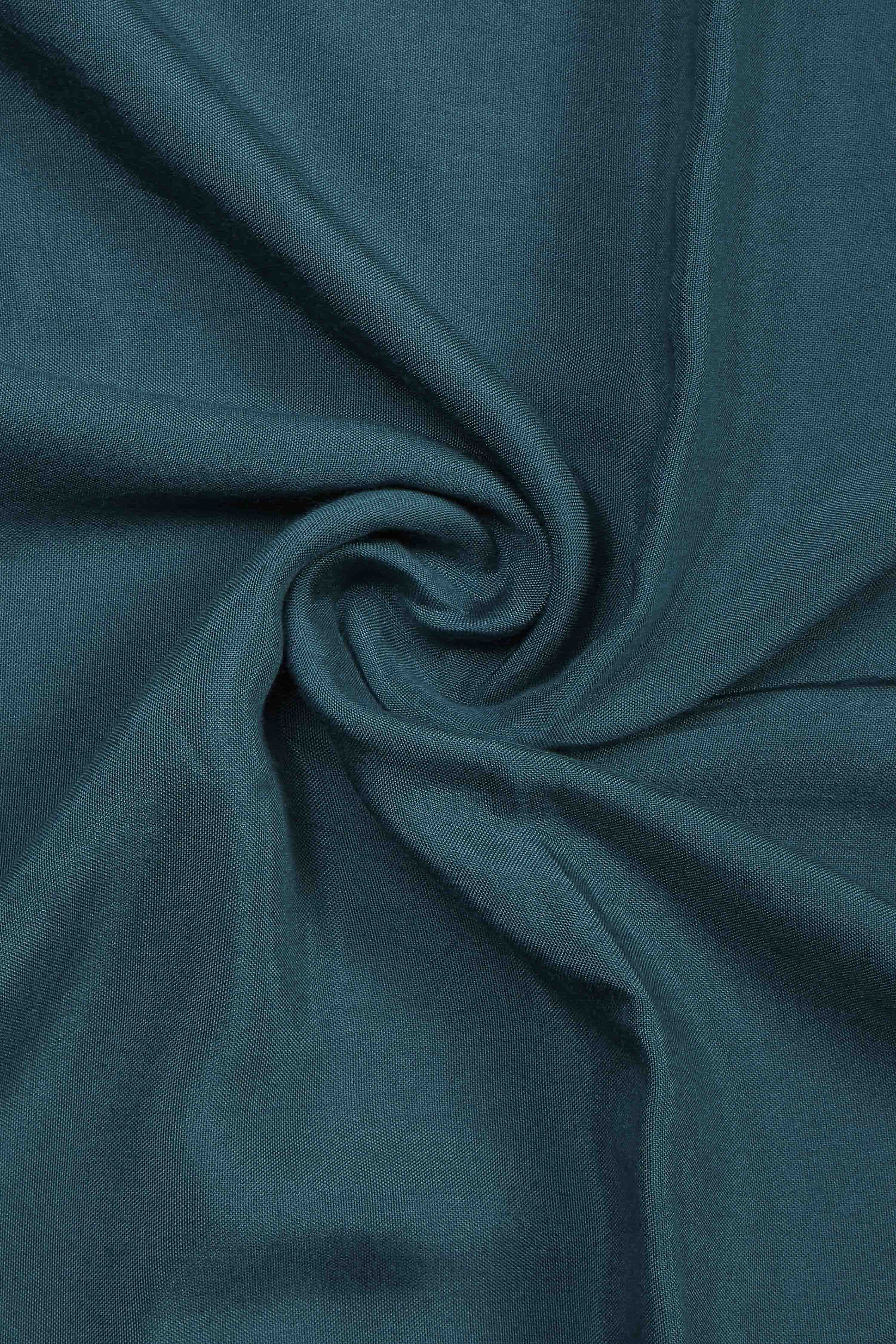 Teal Blue Chanderi Rajasthani Print Unstitched Suit Set image number 2