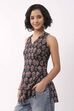 Black Cotton Printed Loose Short Kurti image number 2