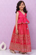 Plum Art Silk Flared Lehenga image number 5