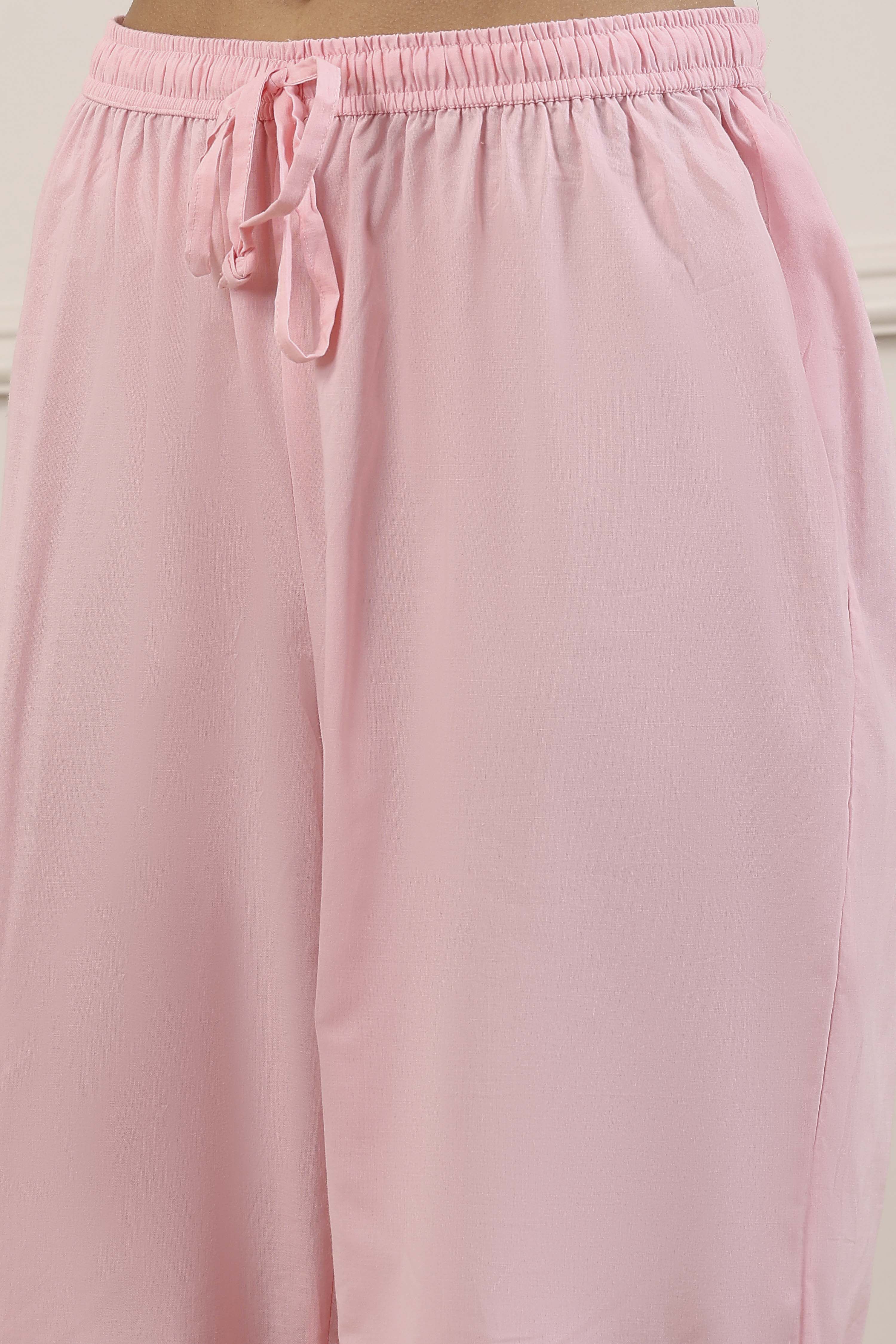 Beige Cotton Straight Suit Set image number 2