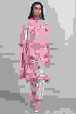 Pink and White Printed Straight Suit Set image number 6