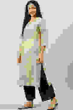 Beige LIVA Straight Printed Kurta image number 0