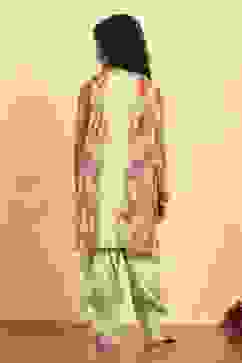 Sea Green Polyester Straight Solid Suit Set image number 4