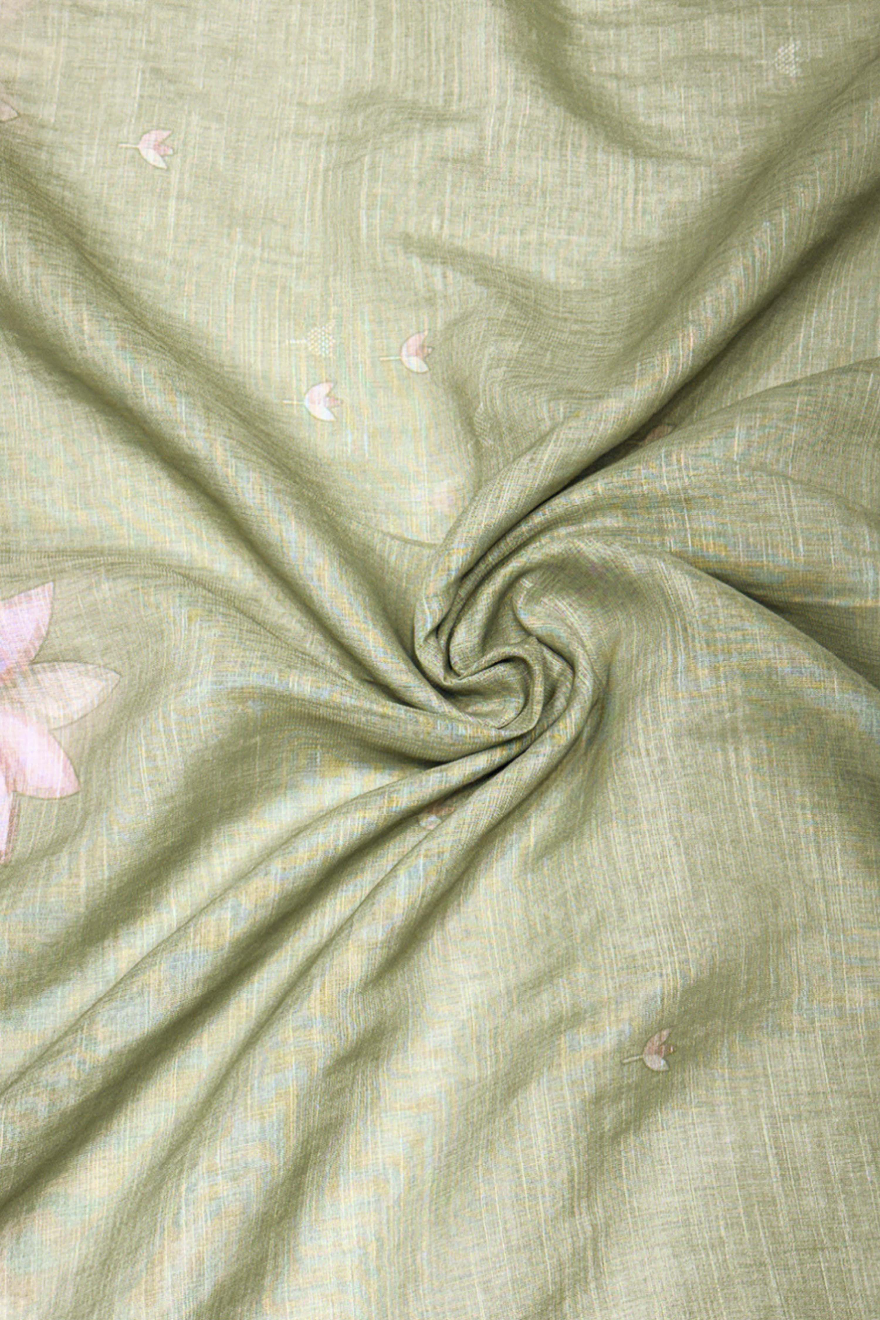 Grey Linen Printed Unstitched Suit Set image number 4