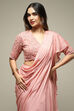 Dusty Pink Pre-Draped Nylon Saree With A Stitched Blouse image number 1