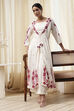 Off-White and Red Anarkali Fusion Set image number 0