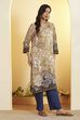 Navy Viscose Rayon Straight Kurta image number 3