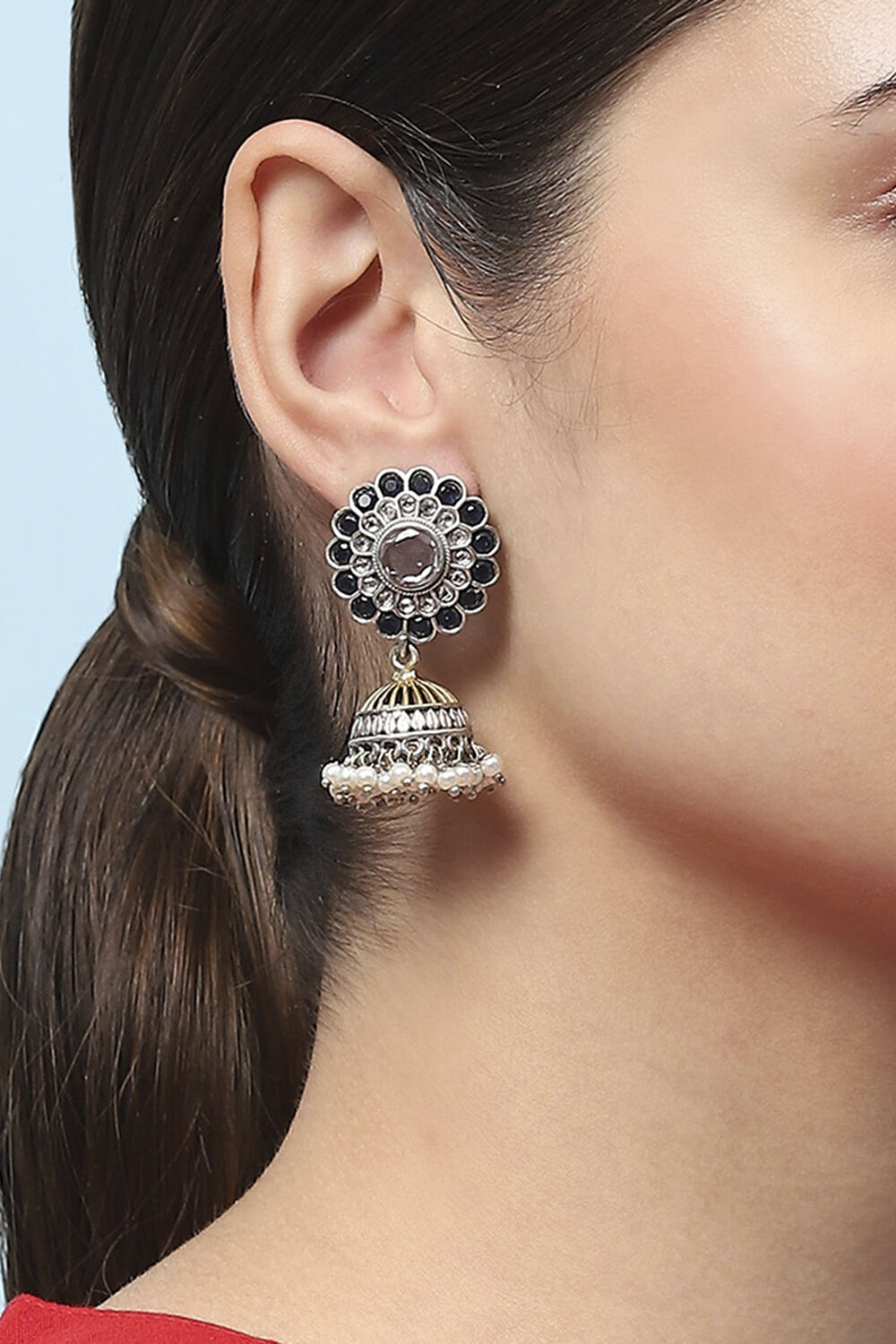Navy Oxidised Casual Jhumka image number 3