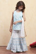 Turquoise Cotton Tiered Suit Set image number 5