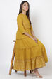 Rust Cotton Flared Printed Kurta image number 0