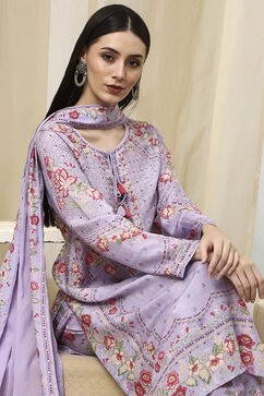 Purple Modal Blend Straight Suit Set image number 7