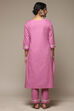 Black Cotton Straight Kurta Pant Suit Set image number 4