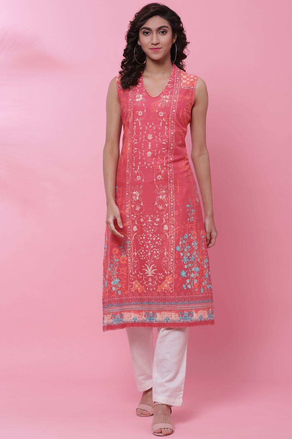 Indigo Cotton Printed Short Kurti image number 0